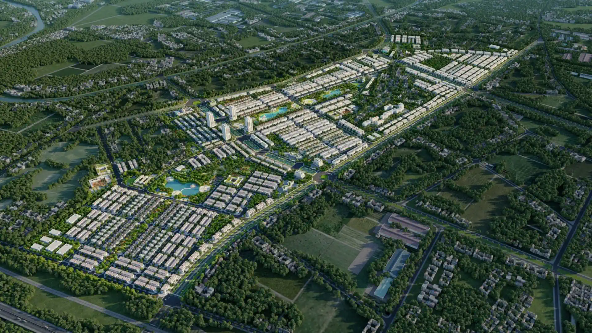 Phối cảnh ban ngày Đồng Văn Central Park – Taseco Land